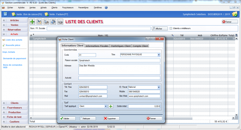 Liste des clients