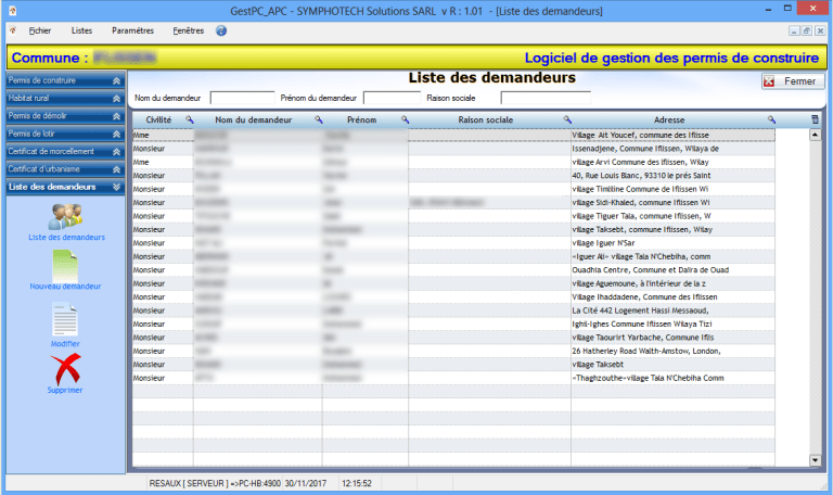 liste des demandeurs