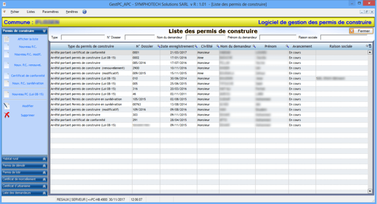 liste permis de construire